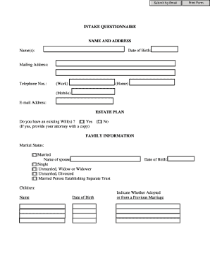 Estate Planning Intake Questionnaire