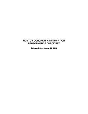 AASHTO Concrete Certification Performance Checklist