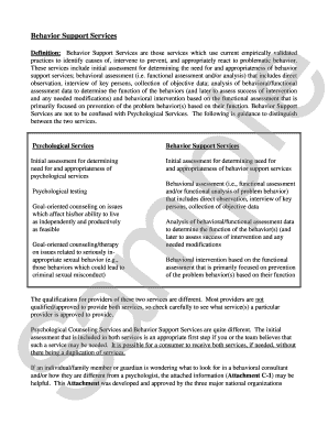 Behavior Support Services Authorization Form