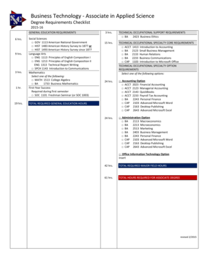 Associate in Applied Science Degree Requirements Checklist