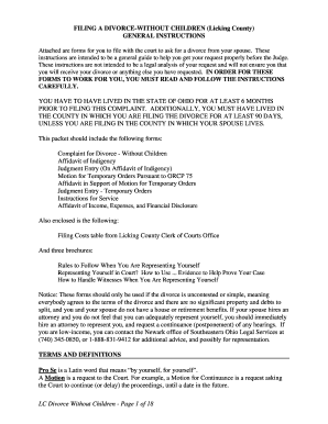 Ohio Divorce Without Children Form