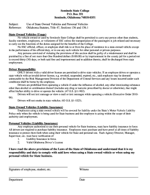 Seminole State College Vehicle Use Policy