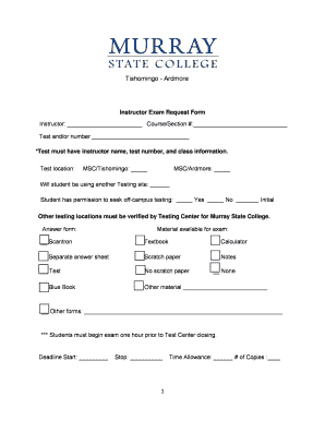 Instructor Exam Request Form