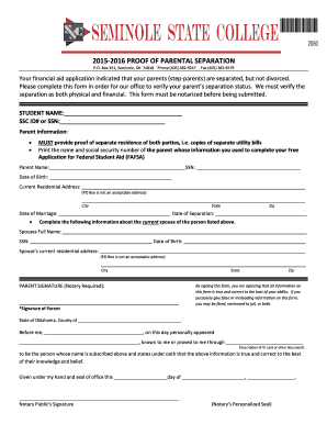 Proof of Parental Separation Form
