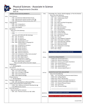 Associate in Science Degree Requirements Checklist