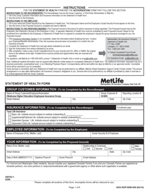 MetLife Statement of Health Form