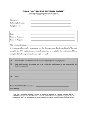 Contractor Referral Email Form
