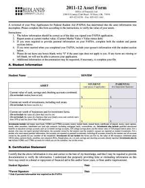 2011-12 Asset Verification Form