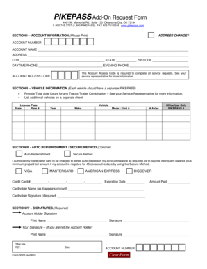 PikePass Add-On Request Form