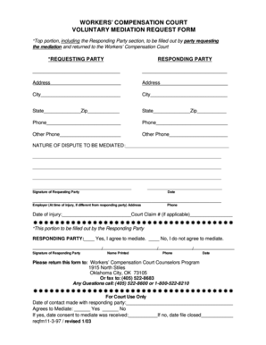 Workers' Compensation Mediation Request Form