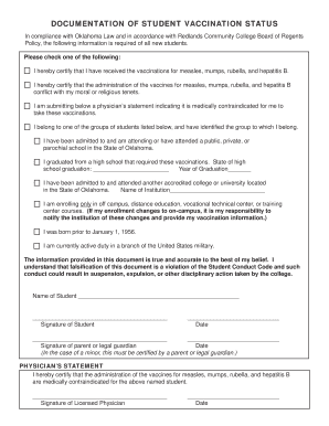 Student Vaccination Status Form