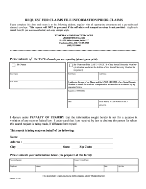 Oklahoma Workers' Compensation Claims Search Request