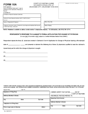 Oklahoma Workers' Compensation Physician Change Form