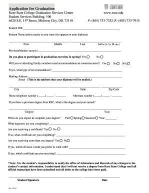 Rose State College Graduation Application
