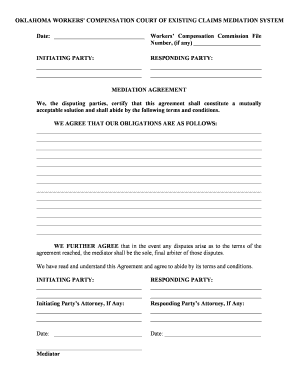 Oklahoma Workers' Compensation Mediation Agreement