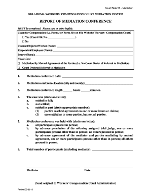 Oklahoma Workers' Compensation Mediation Report