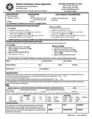 Oklahoma Welder Certification License Application