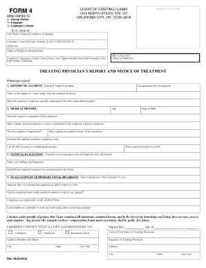 TREATING PHYSICIAN’S REPORT AND NOTICE OF TREATMENT