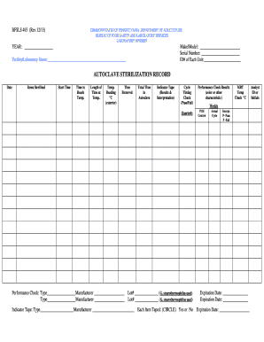 Autoclave Sterilization Record