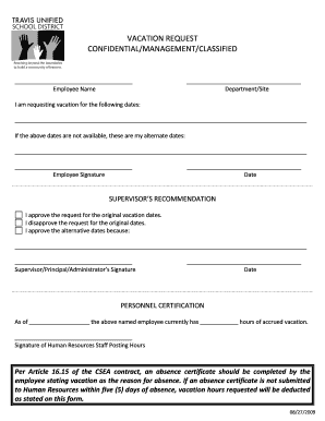 Vacation Request Form
