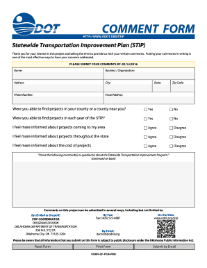 Oklahoma STIP Comment Form
