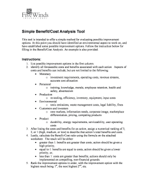 Benefit/Cost Analysis Tool