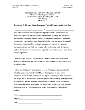 Pennsylvania Renovate & Repair Loan Program Photo Release Authorization