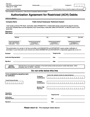 PSERS ACH Debit Authorization Agreement