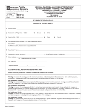 Individual Cancer Diagnostic Benefits Statement