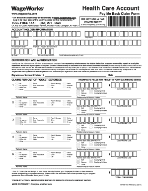 WageWorks Pay Me Back Claim Form