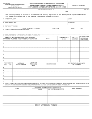 Pennsylvania Notice of Change in Business Structure