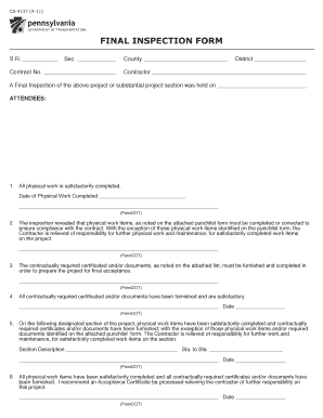PennDOT Final Inspection Form