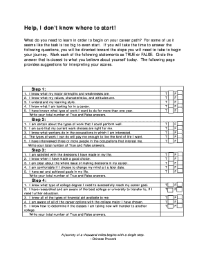 Career Path Assessment Form