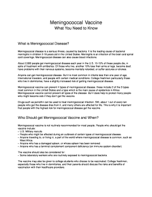 Meningococcal Vaccine Compliance Form