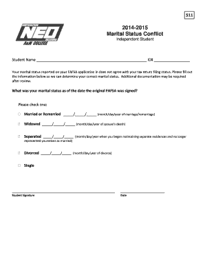 FAFSA Marital Status Conflict Form