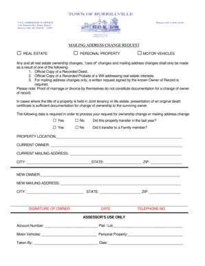 Mailing Address Change Request Form