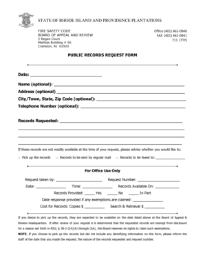 Rhode Island Public Records Request Form