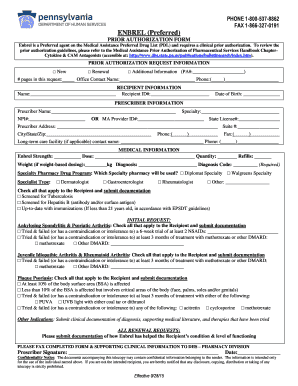 Enbrel Prior Authorization Form