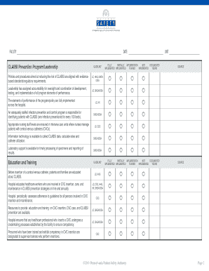 CLABSI Prevention Program Assessment Worksheet