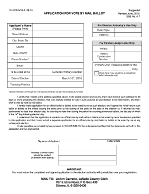 Illinois Vote by Mail Ballot Application