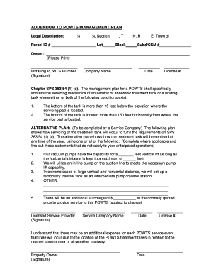 Addendum to POWTS Management Plan