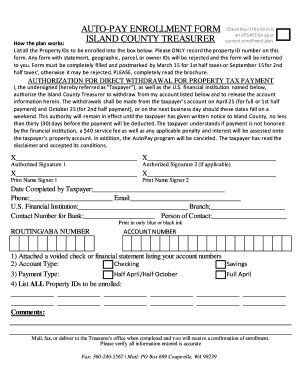 Island County Property Tax Auto-Pay Enrollment Form