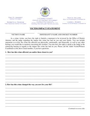 Victim Impact Statement Form