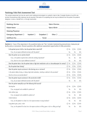 Radiology Falls Risk Assessment Tool
