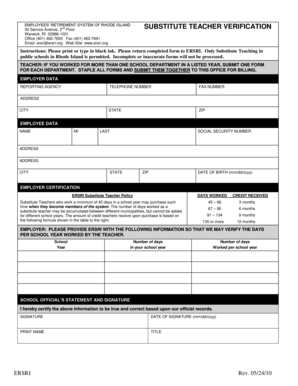 Rhode Island Substitute Teacher Verification Form