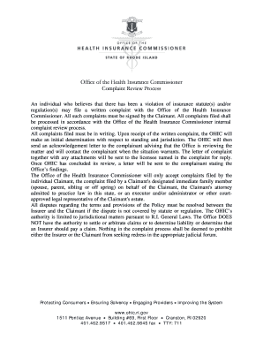 Office of the Health Insurance Commissioner Complaint Form