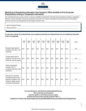 Preoperative Information Monitoring Tool