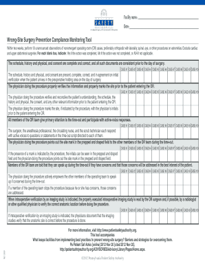 Wrong-Site Surgery Prevention Compliance Monitoring Tool