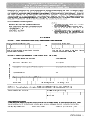 South Carolina Electronic Vendor Payment Authorization