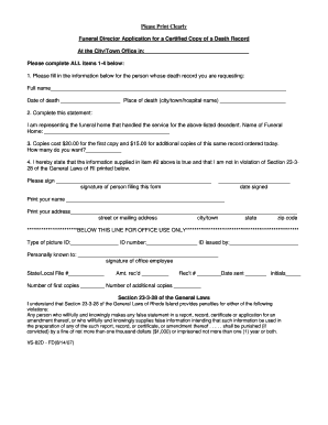 Funeral Director Application for Death Record